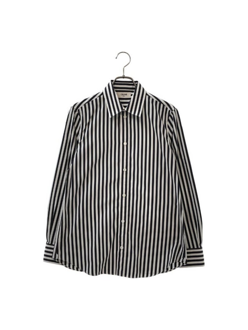 Celine Striped Shirt long Sleeve White Black 38